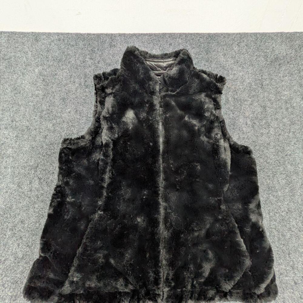 Nicole Miller Vest Womens Large Black Velvet Reversible FullZip Ski Gilet Jacket
